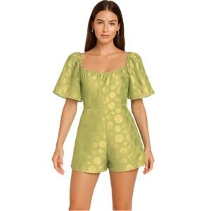 Lovers + Friends Regina Polka Dot Romper in Green Apple – NWT Size Small
